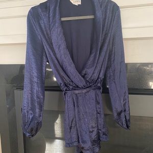 Navy blue satin romper